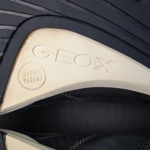 Geox Respira Men's Size 10 Navy Tan White Leather & Suede Tie Closure Shoes - Picture 9 of 10